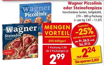 Interspar Wagner Piccolinis oder Steinofenpizza Verschiedene Sorten, tiefgekühlt, 270-380-g-Packung Angebot