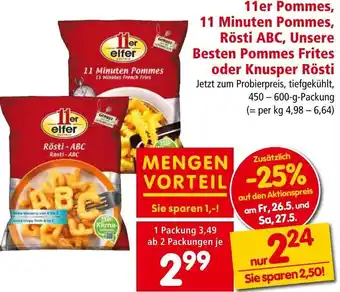 Interspar 11 Pommes, 11 Minuten Pommes Rösti-ABC, Unsere Besten Pommes Frites oder Knusper Rösti 450-600 g Angebot