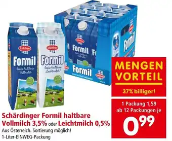 Interspar Schärdinger Formil haltbare Vollmilch 3,5% oder Leichtmilch 0,5% Aus Österreich. Sortierung möglich! 1-Liter-EINWEG-Packung Angebot