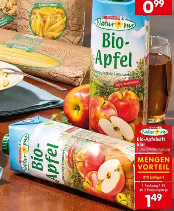 Interspar Natur pur Bio-Apfelsaft klar Angebot