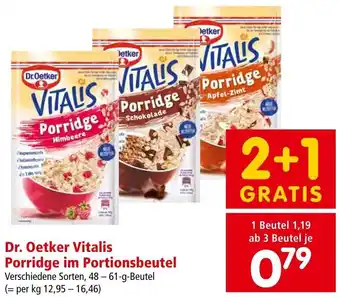 Interspar Dr. Oetker Vitalis Porridge im Portionsbeutel Verschiedene Sorten, 48-61-g-Beutel Angebot