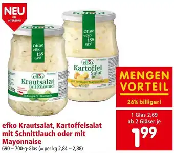 Interspar efko Krautsalat, Kartoffelsalat mit Schnittlauch oder mit Mayonnaise 690-700-g-Glas Angebot