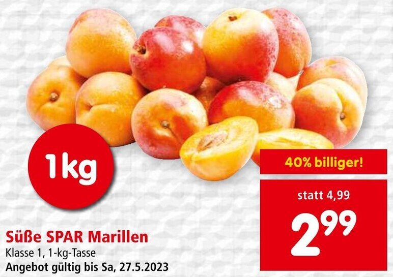 Interspar Süße SPAR Marillen Klasse 1, 1-kg-Tasse Angebot