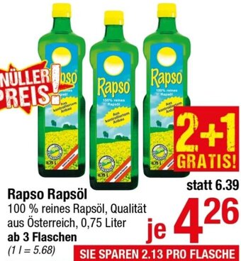 Maximarkt Rapso Rapsöl 100 % reines Rapsöl, Qualität aus Österreich, 0,75 Liter Angebot