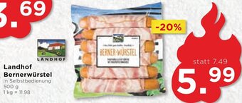 Unimarkt Landhof Bernerwürstel in Selbstbedienung 500 g Angebot