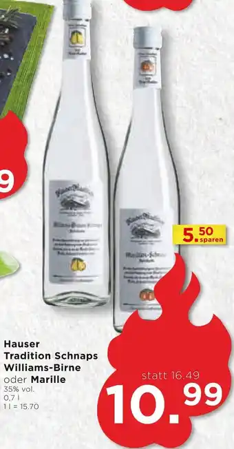 Unimarkt Hauser Tradition Schnaps Williams-Birne oder Marille 35% vol. 0,7 L Angebot