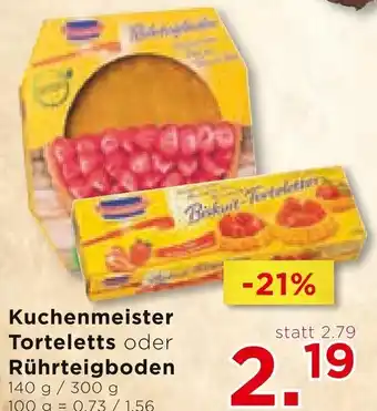 Unimarkt Kuchenmeister Torteletts oder Rührteigboden 140 g / 300 g 100 g Angebot