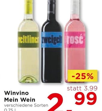 Unimarkt Winvino Mein Wein verschiedene Sorten 0,75 L Angebot