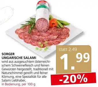 SPAR Gourmet SORGER UNGARISCHE SALAMI , in Bedienung, per 100 g Angebot