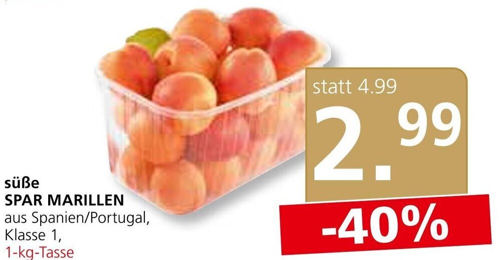 SPAR Gourmet süße SPAR MARILLEN aus Spanien/Portugal, Klasse 1, 1-kg-Tasse Angebot