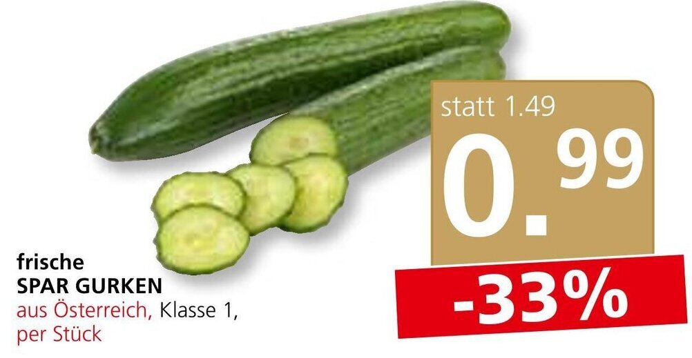 SPAR Gourmet frische SPAR GURKEN aus Österreich, Klasse 1, per Stück Angebot