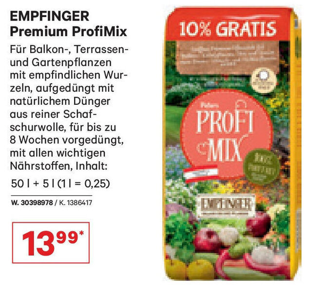 Lagerhaus EMPFINGER Premium ProfiMix 50 L + 5 L Angebot