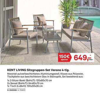 Lagerhaus KENT LIVING Sitzgruppen-Set Verona 4-tlg. Angebot