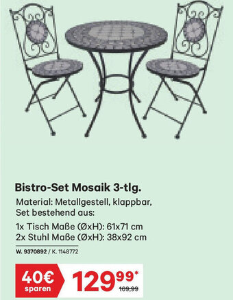 Lagerhaus Bistro-Set Mosaik 3-tlg. Angebot