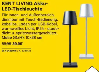 Lagerhaus KENT LIVING Akku-LED-Tischleuchte 10x38 cm Angebot