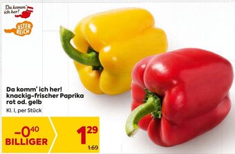 Billa Da komm' ich her! knackig-frischer Paprika rot od. gelb Kl. I, per Stück Angebot