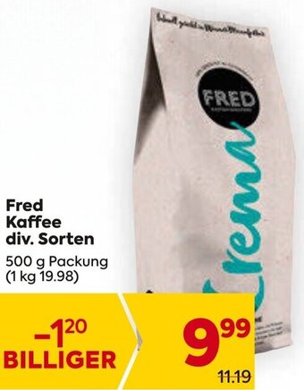 Billa Fred Kaffee div. Sorten 500 g Packung Angebot