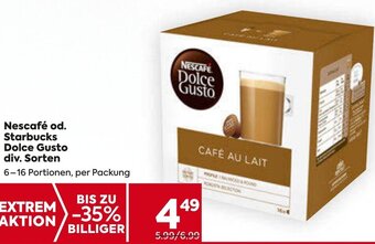 Billa Nescafé od. Starbucks Dolce Gusto div. Sorten 6-16 Portionen, per Packung Angebot