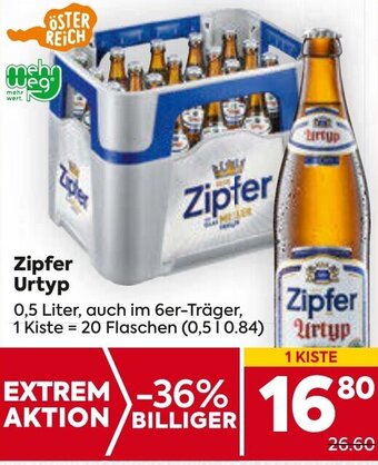 Billa Zipfer Urtyp 0,5 Liter, auch im 6er-Träger, Angebot