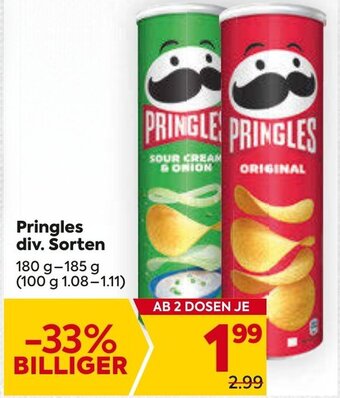 Billa Pringles div. Sorten 180 g- 185 g Angebot