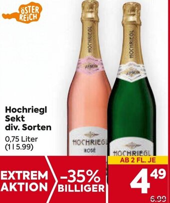 Billa Hochriegl Sekt div. Sorten 0,75 Liter Angebot