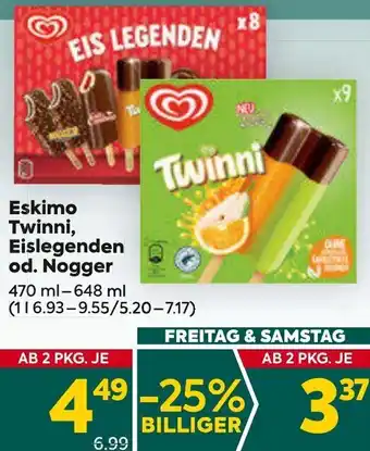 Billa Eskimo Twinni, Eislegenden od. Nogger 470 ml-648 ml Angebot