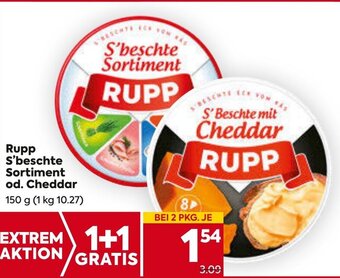 Billa Rupp S'beschte Sortiment od. Cheddar 150 g Angebot