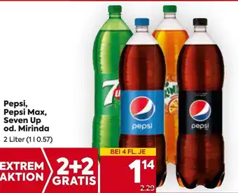 Billa Pepsi, Pepsi Max, Seven Up od. Mirinda 2 Pepsi, Pepsi Max, Seven Up od. Mirinda 2 Liter (110.57) Angebot