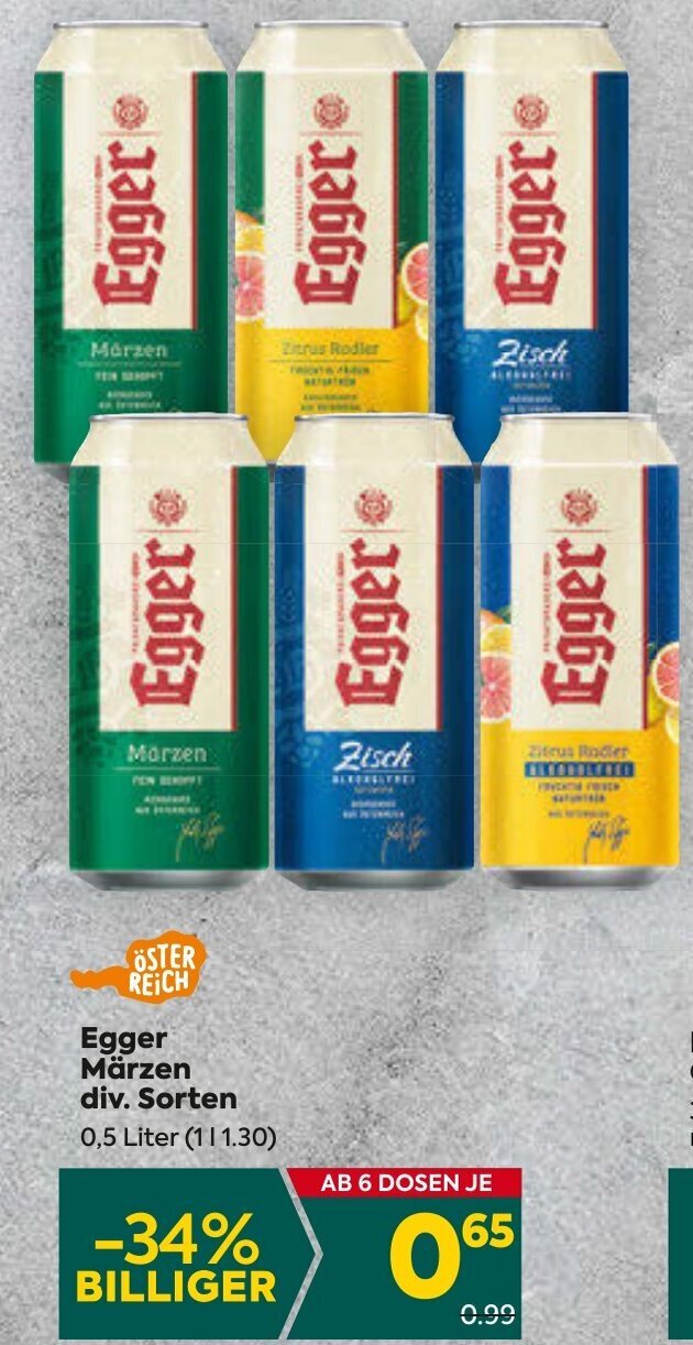 Billa Egger Märzen div. Sorten 0,5 Liter Angebot