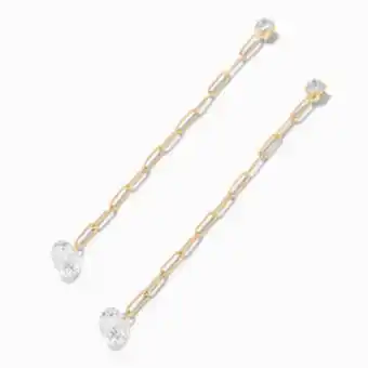 Claire's Silver paperclip cubic zirconia 3 drop earrings Angebot