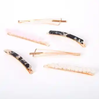 Claire's Rose gold beaded tortoiseshell hair pins - pink, 6 pack Angebot