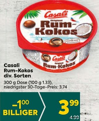 Billa Casali Rum-Kokos div. Sorten 300 g Dose Angebot