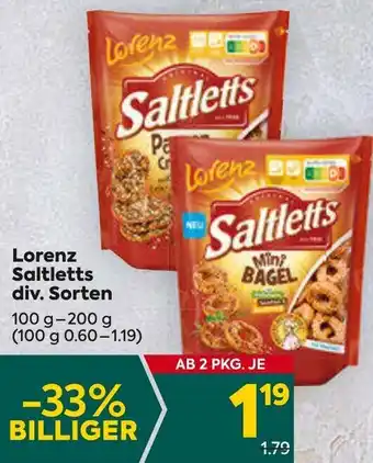 Billa Lorenz Saltletts div. Sorten 100 g-200 BILLIGER Angebot