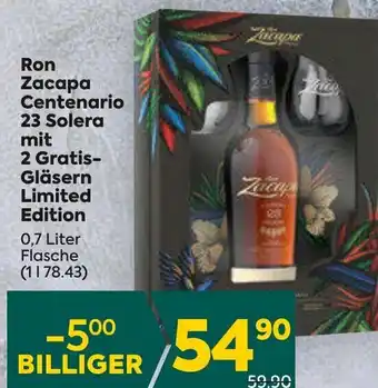 Billa Ron Zacapa Centenario 23 Solera mit 2 Gratis-Gläsern Limited Edition 0,7 Liter 0,7 Liter Flasche (1178.43) Angebot