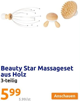 Action Beauty Star Massageset aus Holz 3-teilig Angebot