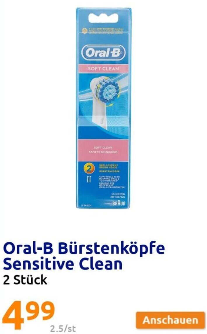 Action Oral-B Bürstenköpfe Sensitive Clean 2 Stück Angebot