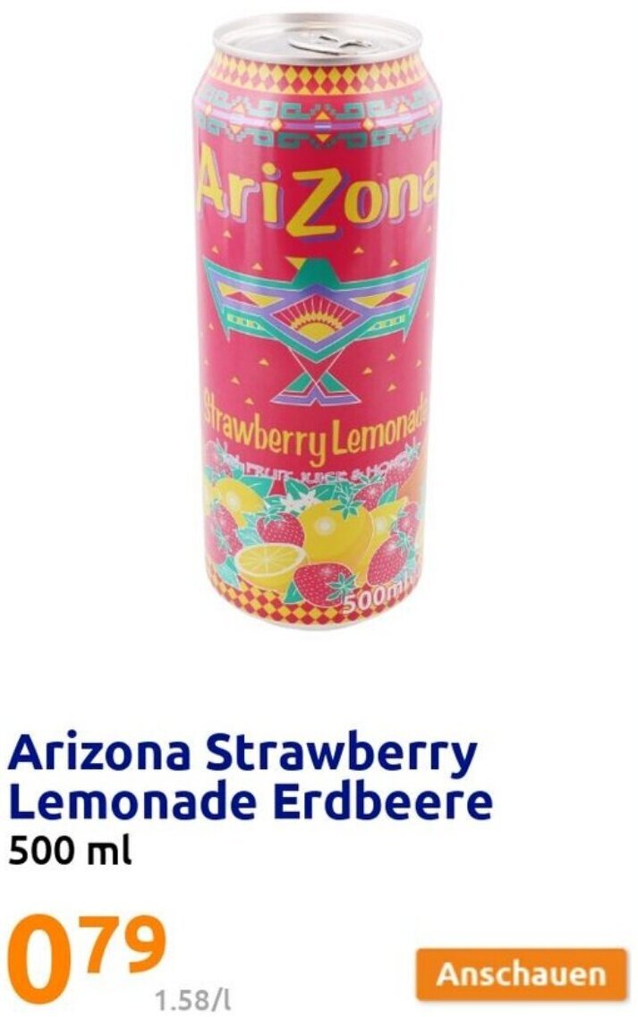 Action Arizona Strawberry Lemonade Erdbeere 500 ml Angebot