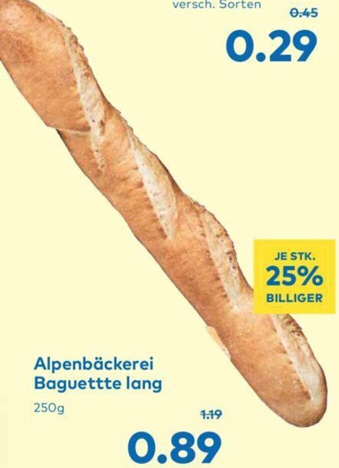 T&G Alpenbäckerei Baguettte lang 250 g Angebot