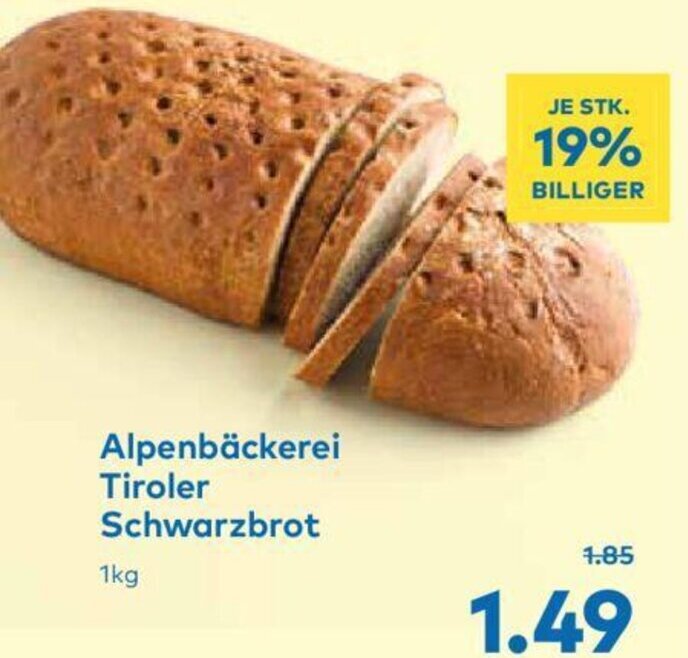 T&G Alpenbäckerei Tiroler Schwarzbrot 1kg Angebot