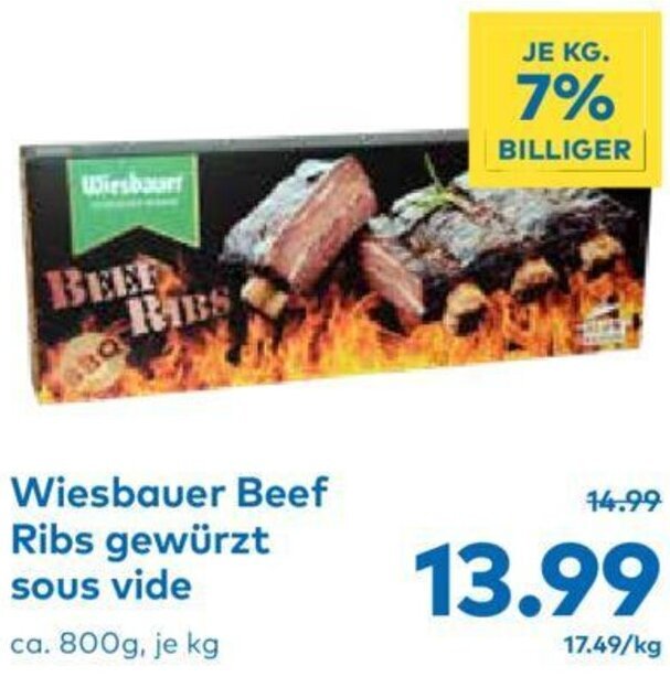 T&G Wiesbauer Beef Ribs gewürzt sous vide ca. 800g, je kg Angebot