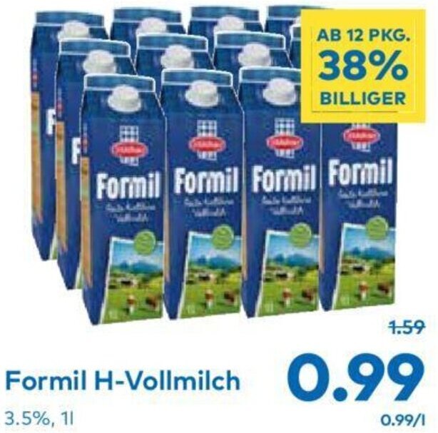 T&G Formil H-Vollmilch 3.5% 1L Angebot