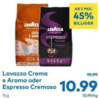 T&G Lavazza Crema e Aroma oder Espresso Cremoso 1kg Angebot