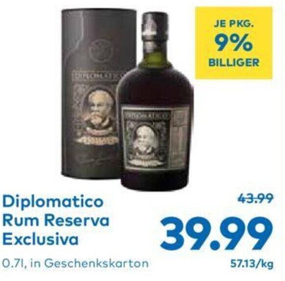 T&G Diplomatico Rum Reserva Exclusiva 0.71, in Geschenkskarton Angebot