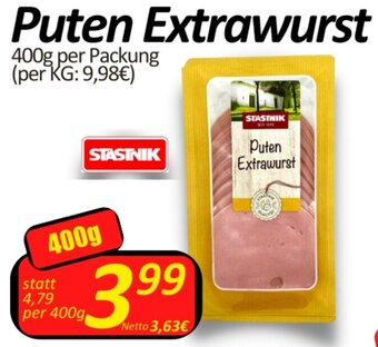 Wurstico Puten Extrawurst 400g per Packung Angebot