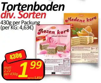 Wurstico Tortenboden div. Sorten 430g per Packung Angebot