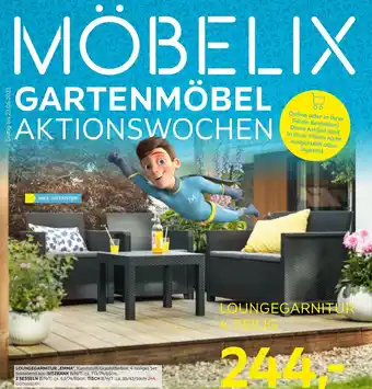 Möbelix LOUNGEGARNITUR ,,EMMA", Kunststoff/Graphitfarben, 4-teiliges Set bestehend aus: SITZBANK B/H/T: ca. 113/74/65cm, Angebot