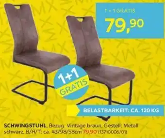 Möbelix SCHWINGSTUHL, Bezug: Vintage braun, Gestell: Metall schwarz, B/H/T: ca. 43/98/58cm 79,90 (13710006/01) Angebot