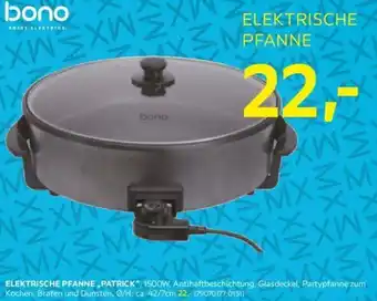 Möbelix ELEKTRISCHE PFANNE PATRICK",1500W, Antihaftbeschichtung, Glasdeckel, Partypfanne zum Kochen, Braten und Dünsten,Ø/H:ca.42/7cm Angebot