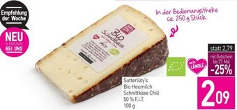 Sutterlüty Sutterlüty's Bio Heumilch Schnittkäse Chili 50% F.I.T. 100 g Angebot