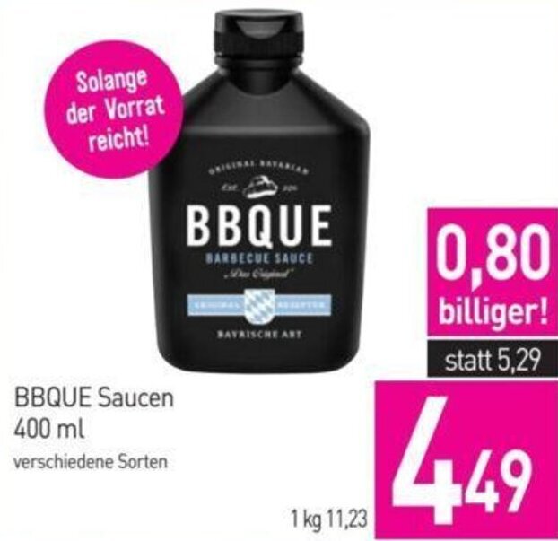 Sutterlüty BBQUE Saucen 400 ml verschiedene Sorten Angebot